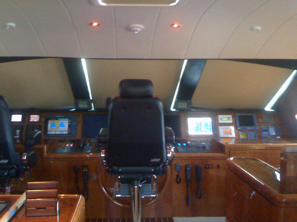 The single most effective window treatment for the yacht interior is the covering of the windshield.